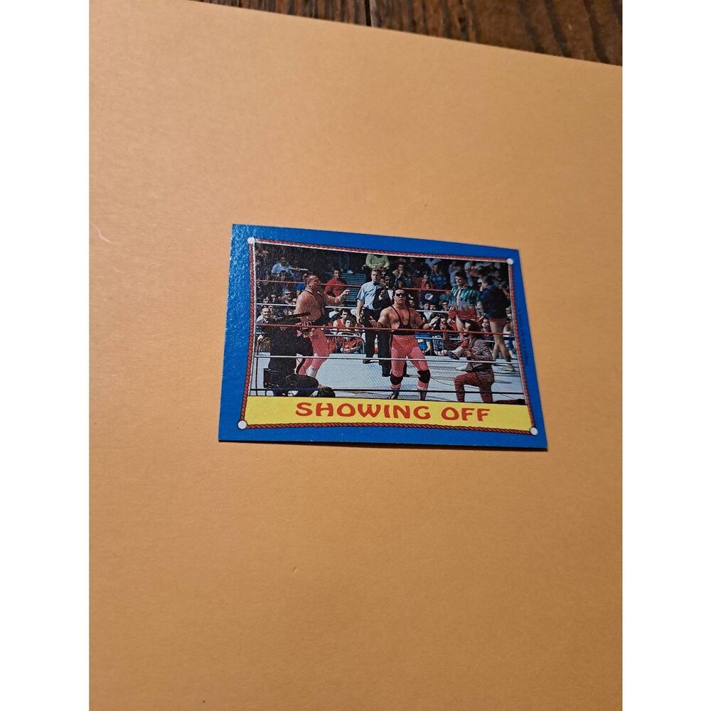 Vintage 1987 WWF Topps Trading Card 63 Hart Foundation Showing Off Wrestling